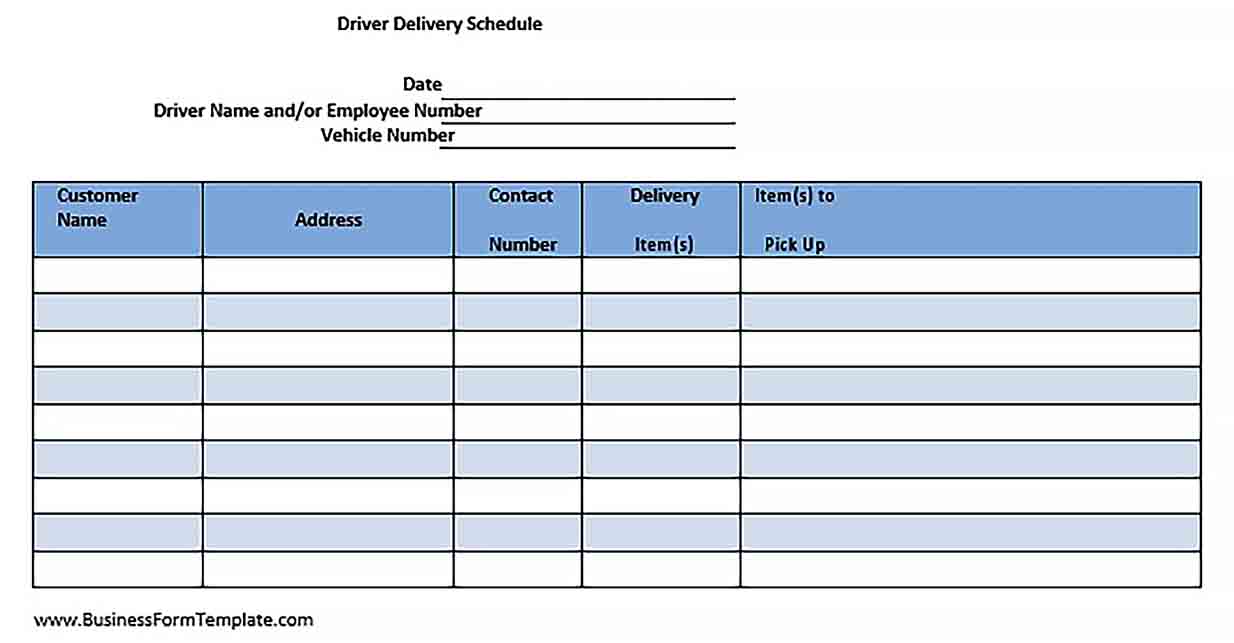 delivery driver spreadsheet